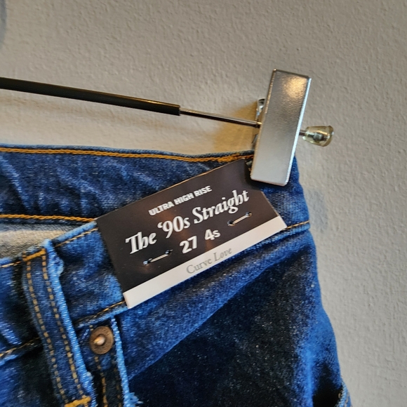 Abercrombie The 90's Straight denim SZ 27 4S Medium dark wash ultra high rise - Picture 3 of 8